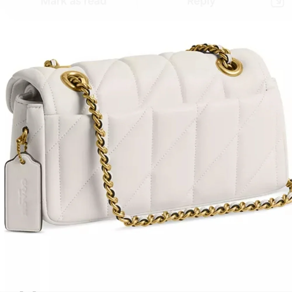Coach Tabby Cream Quilted Leather Bronze Gold Harware Shoulder Bag Purse - Picture 6 of 16